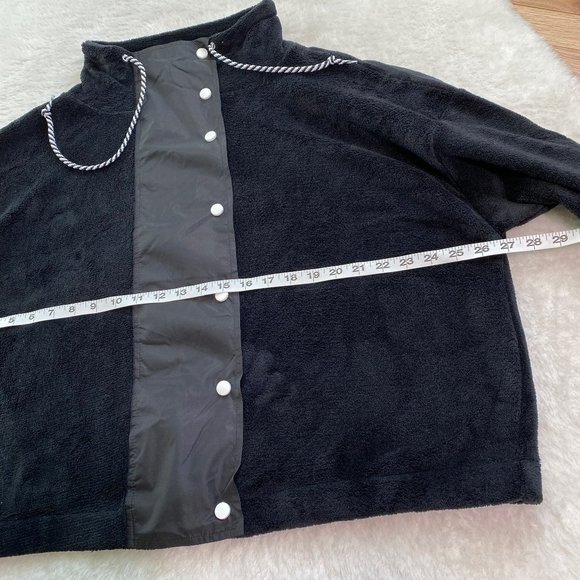 Women's Cropped Fleece Jacket, Zip/Snap Closure, Black, Size 3X - Picture 3 of 9